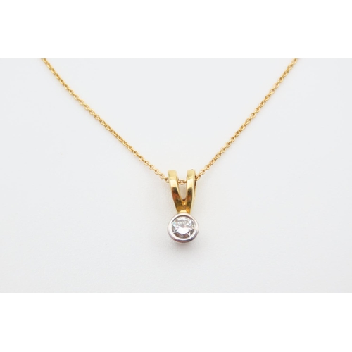 21 - Diamond Solitaire Pendant Necklace Mounted on 9 Carat Yellow Gold Set on 9 Carat Yellow Gold Chain 4... 