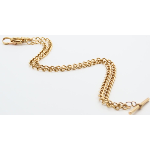 9 Carat Yellow Gold Ladies T-Bar Adorned Necklace Interlinking Form Twin Lobster Clasps 50cm Long