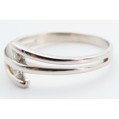 44 - 18 Carat White Gold Boodles Design Twin Diamond Ring Size U