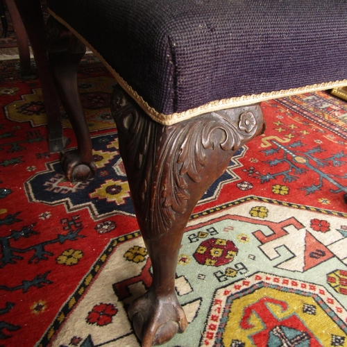 451 - Antique Stool Possibly Georgian Needlepoint Upholstery Well Carved Supports Approximately 22 Inches ... 