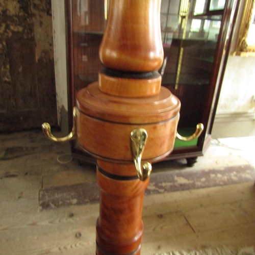 456 - Hat and Coat Stand Turned Pedestal Form Approximately 6ft 2 Inches High