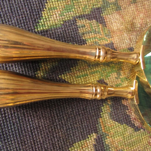 465 - Pair of Magnifying Glasses Turned Brass Handles Attractively Detailed