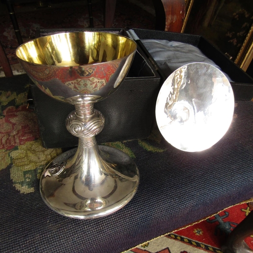 467 - Irish Silver Chalice with Silver Platter Chalice Approximately 8 Inches High Dish Approximately 6 In... 