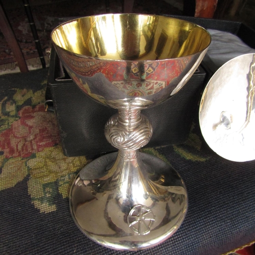 467 - Irish Silver Chalice with Silver Platter Chalice Approximately 8 Inches High Dish Approximately 6 In... 