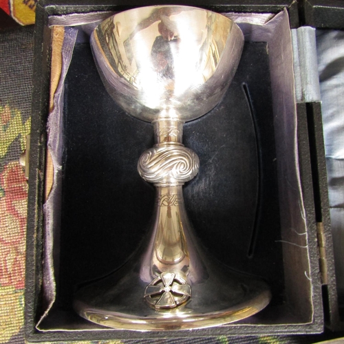 467 - Irish Silver Chalice with Silver Platter Chalice Approximately 8 Inches High Dish Approximately 6 In... 