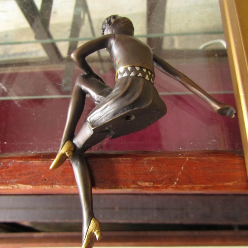 469 - Bronze Figure Seated Lady Ledge Form Attractively Detailed Possibly Austrian 4 Inches High Approxima... 