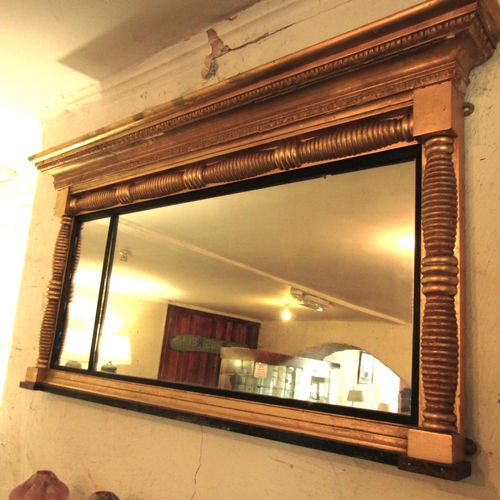 472 - Regency Gilded Rectangular Form Over Mantle Mirror Approximately 40 Inches Wide