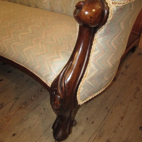 476 - Victorian Mahogany Frame Settee Deep Button Back Upholstery Well Carved Cabriole Supports Approximat... 