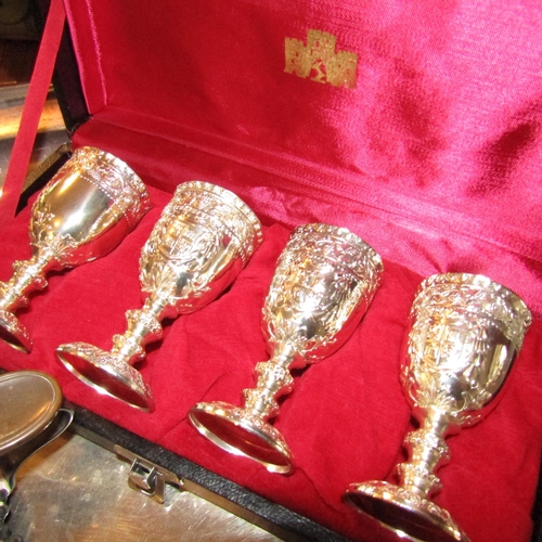 480 - Collection of Various Silver Plate Including Cased Set of Four Goblets Quantity as Photographed