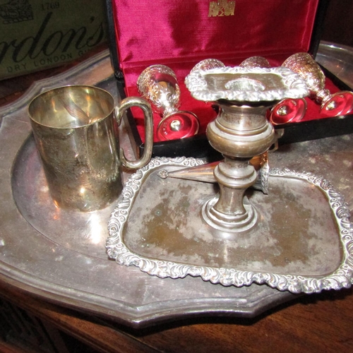 480 - Collection of Various Silver Plate Including Cased Set of Four Goblets Quantity as Photographed