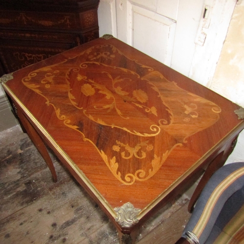 481 - Antique Marquetry Decorated Kingswood Fold Over Games Table Ormolu Mounted Cabriole Supports with Fi... 