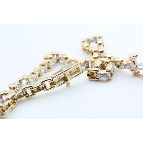 5 - 9 Carat Yellow Gold Diamond Ladies Bracelet Articulated Form 18cm Long