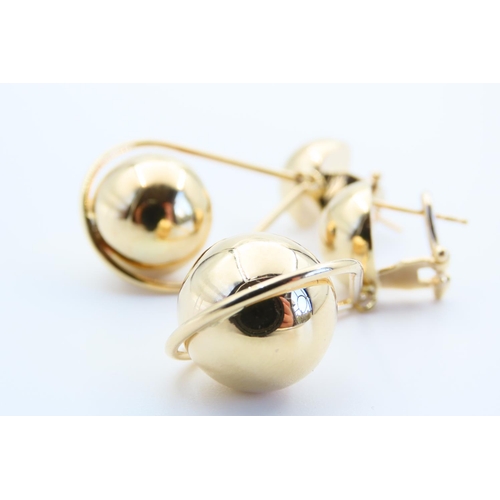 50 - Pair of 14 Carat Drop Form Yellow Gold Ladies Earrings Each 4.5cm Drop