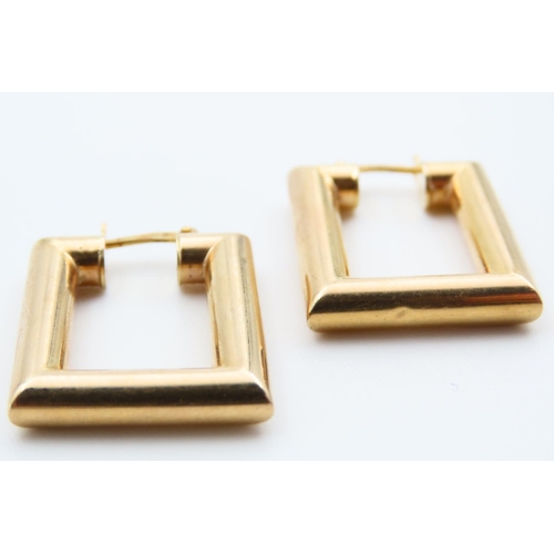 55 - Pair of Geometric Form 9 Carat Yellow Gold Earrings Each 2cm Drop