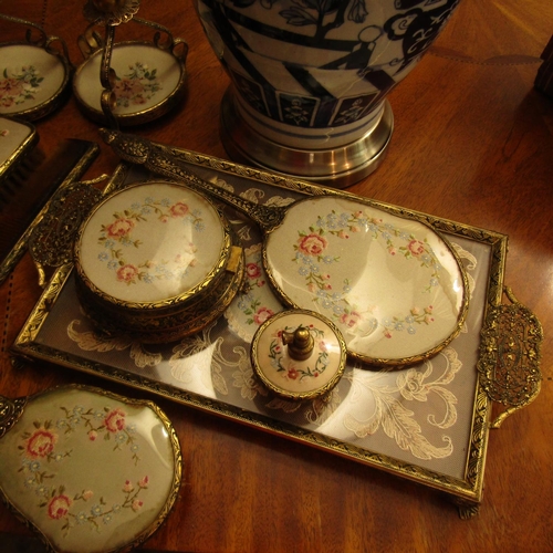 562 - Ormolu Mounted Full Dressing Table Set Attractively Detailed Quantity as Photographed