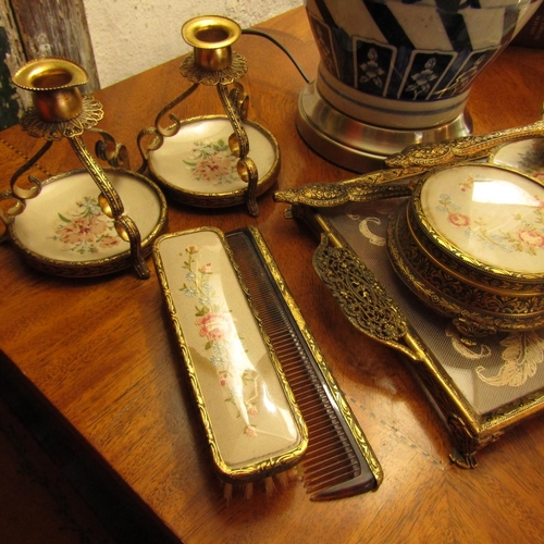 562 - Ormolu Mounted Full Dressing Table Set Attractively Detailed Quantity as Photographed