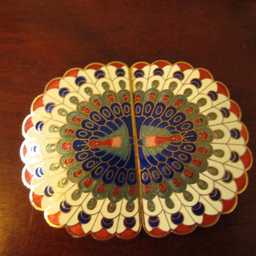 565 - Two Ladies Belt Buckles One Peacock Motif and Another Enamelwork Porcelain Panel Example