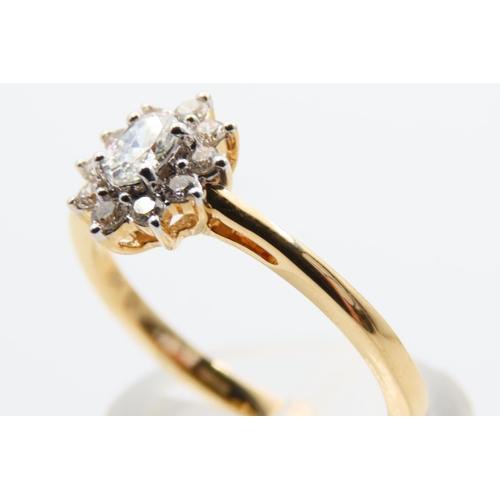 57 - Diamond Cluster Ring Mounted on 18 Carat Yellow Gold Band Ring Size N and a Half
