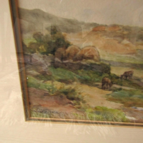 570 - Gladys Wynne Watercolour Lake with Mountain Beyond Signed Lower Left Framed and Glazed Inscription t... 