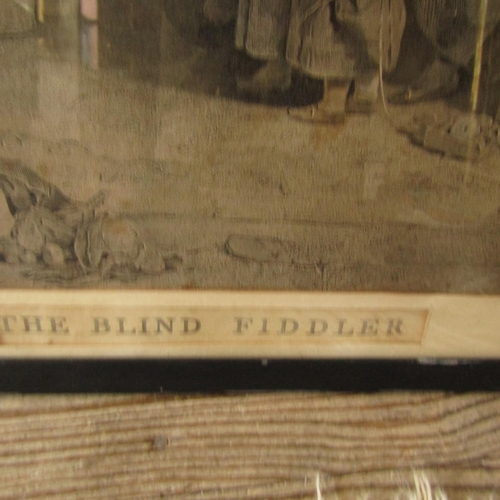 575 - Old Engraving The Blind Fiddler Framed and Glazed Approximately 22 Inches Wide x 16 Inches High