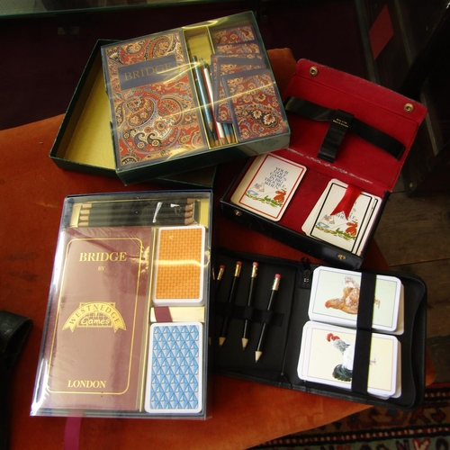 586 - Collection of Bridge Cards, Pencils, etc in Cases Quantity as Photographed