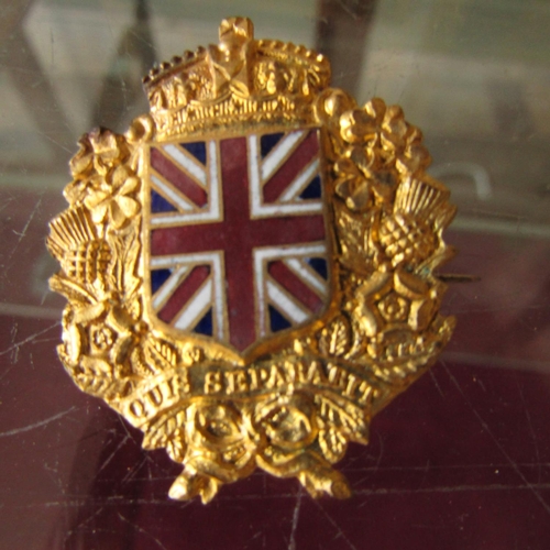 589 - Rare Irish Unionist Alliance Enameled and Gilded Badge Made by Johnsons of Dublin Dated 1892