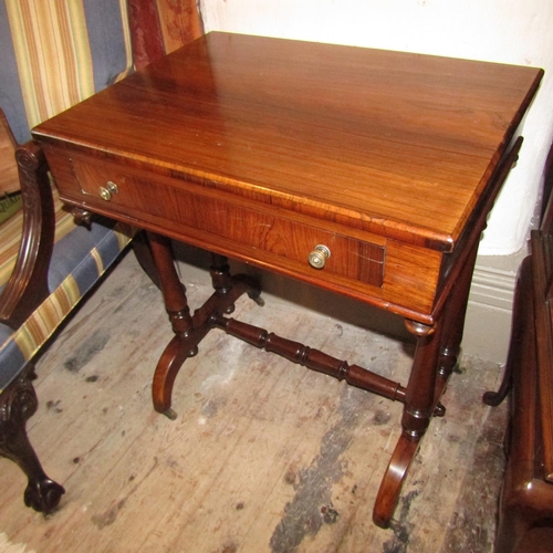 599 - William IV Mahogany Single Drawer Side Table Twin Pod Supports Approximately 20 Inches Wide