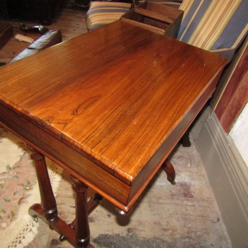 599 - William IV Mahogany Single Drawer Side Table Twin Pod Supports Approximately 20 Inches Wide