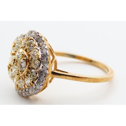 60 - Diamond Cluster Ring Set in Platinum with 9 Carat Yellow Gold Further Set in 9 Carat Yellow Gold Ban... 