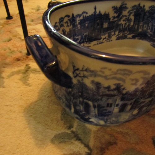 600 - Blue and White Porcelain Milk Pale Approximately 14 Inches Wide