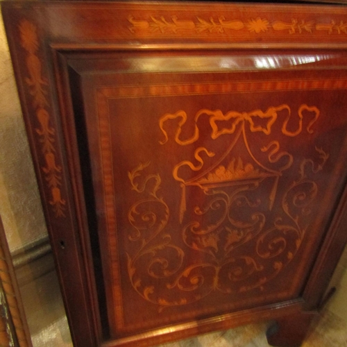 605 - Victorian Rosewood Marquetry Detailed Single Door Corner Cabinet Astral Glazed Upper Section Finely ... 