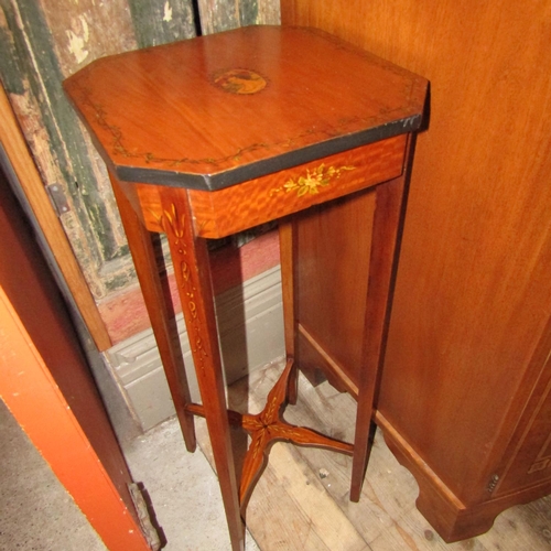 610 - Antique Painted Satinwood Occassional Table Approximately 12 Inches Wide x 31 32 Inches High