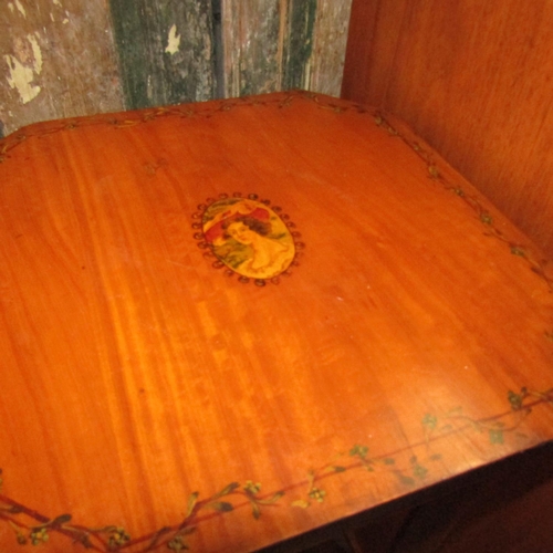 610 - Antique Painted Satinwood Occassional Table Approximately 12 Inches Wide x 31 32 Inches High