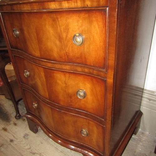 614 - Figured Mahogany Serpentine Front Chest on Chest Approximately 22 Inches Wide x 5ft 7 Inches High