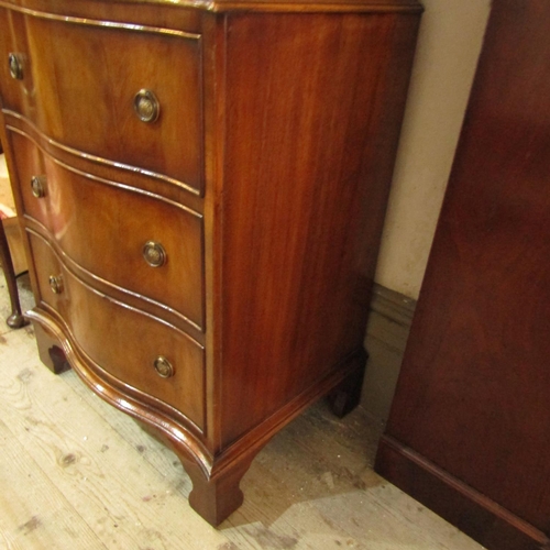 614 - Figured Mahogany Serpentine Front Chest on Chest Approximately 22 Inches Wide x 5ft 7 Inches High