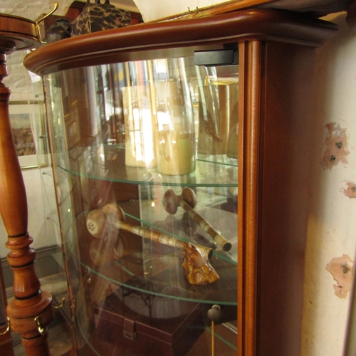 616 - Another Similar Bow Front Counter Shop Display Cabinet Three Glass Shelves Approximately 22 Inches W... 