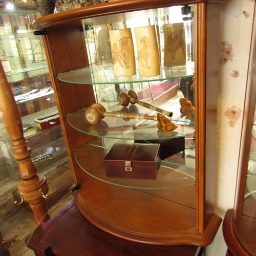 616 - Another Similar Bow Front Counter Shop Display Cabinet Three Glass Shelves Approximately 22 Inches W... 