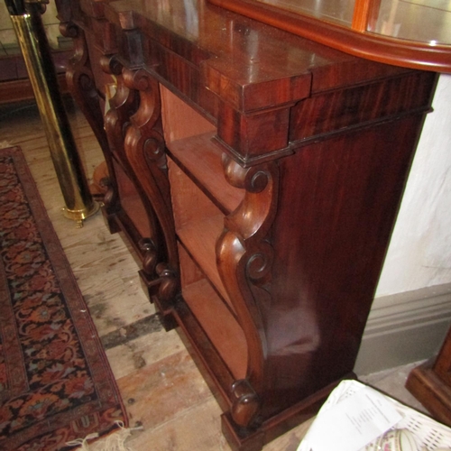 617 - Pair of William IV Figured Mahogany Open Form Bookcases Three Shelves Contained within Finely Carved... 