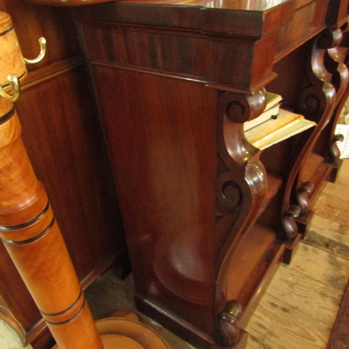 617 - Pair of William IV Figured Mahogany Open Form Bookcases Three Shelves Contained within Finely Carved... 