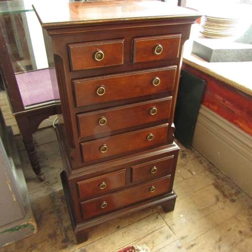 621 - Neat Form Figured Mahogany Chest on Chest Crossbanded Top Approximately 30 Inches High x 16 Inches W... 