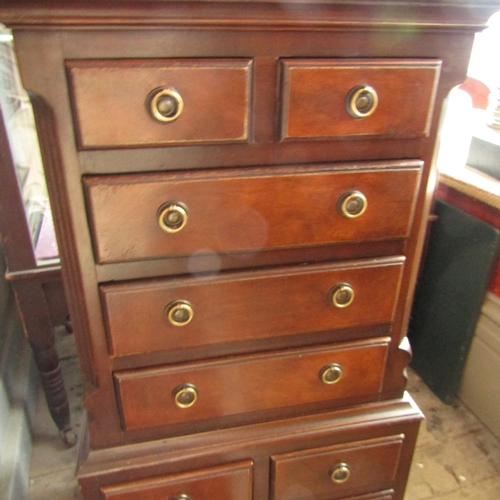 621 - Neat Form Figured Mahogany Chest on Chest Crossbanded Top Approximately 30 Inches High x 16 Inches W... 