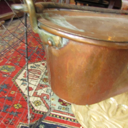 622 - Old Copper Fish Kettle with Swing Handle and Original Zinc Lined Interior Approximately 28 Inches Wi... 