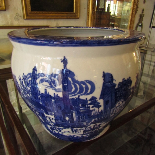 625 - Blue and White Porcelain Jardiniere Approximately 11 Inches Wide x 11 Inches High