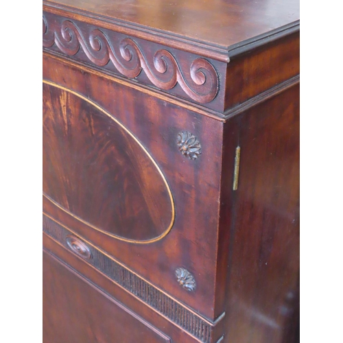 650 - Gillespie and Woodside of Belfast Figured Mahogany Pier Cabinet Shelved Interior Approximately 18 In... 