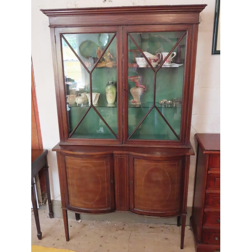 655 - Victorian Twin Door Display Cabinet Cupboard Base Double Bow Front Approximately 40 Inches Wide x 6f... 