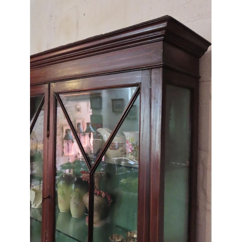 655 - Victorian Twin Door Display Cabinet Cupboard Base Double Bow Front Approximately 40 Inches Wide x 6f... 