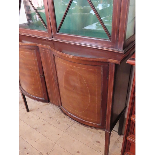 655 - Victorian Twin Door Display Cabinet Cupboard Base Double Bow Front Approximately 40 Inches Wide x 6f... 