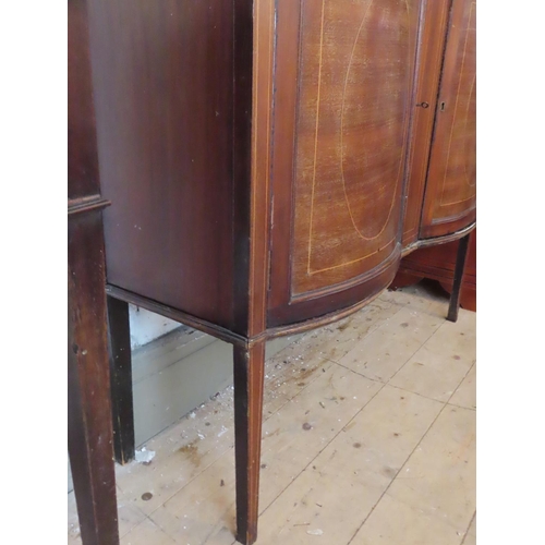 655 - Victorian Twin Door Display Cabinet Cupboard Base Double Bow Front Approximately 40 Inches Wide x 6f... 