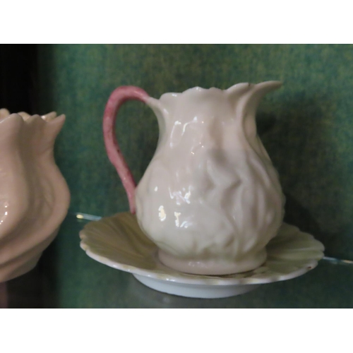 657 - Four Pieces of Belleek Including Skillet Pot Sugar Bowl