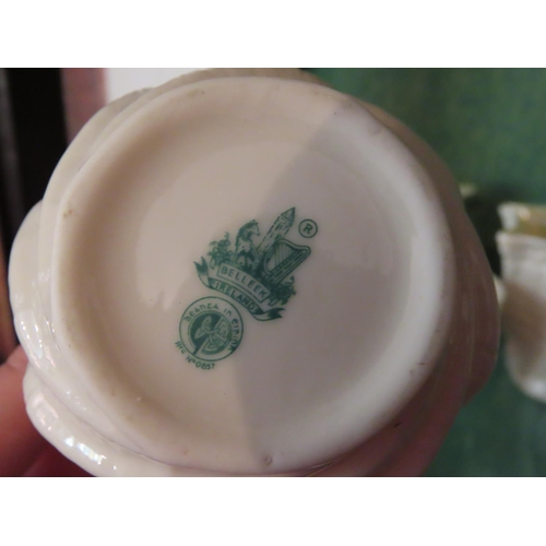 657 - Four Pieces of Belleek Including Skillet Pot Sugar Bowl